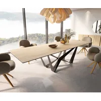 DeLife Esstisch Edge 300x100 Keramik Laminam® Sabbia Eichefarbig Spider