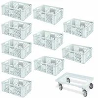 BRB-Lagertechnik BRB 10 Euroboxen, 600x400x240 mm, weiß lebensmittelecht +