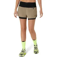 Asics Damen Shorts FUJITRAILTM 2-N-1 SHORT, PEPPER/PERFORMANCE BLACK, XS