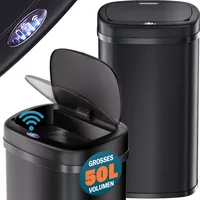 Monzana Mülleimer 109906, Sensor, schwarz, aus Edelstahl, 50 Liter