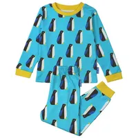 Toby Tiger Schlafanzug mit Pinguin Print in blau |