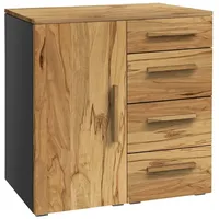 Hasena Kommode Massivholz 90x50x85 cm - teilmontiert - Anthrazit/Braun