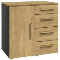 Hasena Kommode Massivholz 90x50x85 cm - teilmontiert - Anthrazit/Braun