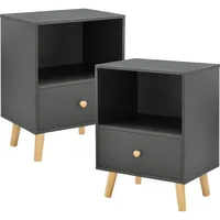 [en.casa] Beistelltisch-Set, Dunkelgrau