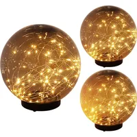 GLOBO Solarleuchten Stecklampe Kugelleuchten Erdspieß Solar Außenleuchte Kugel, rauchfarben,
