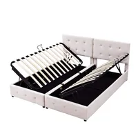 XDOVET Polsterbett(180x200cm,Beige)Hydraulisches Stauraumbett, Hochkastenbett, Multifunktionales Doppelbett, Hautfreundlicher Samtstoff -