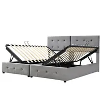 XDOVET Polsterbett(180x200cm,Grau)Hydraulisches Stauraumbett, Hochkastenbett, Multifunktionales Doppelbett, Hautfreundlicher Samtstoff -