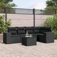 VidaXL Garten-Sofagarnitur 6-tlg. schwarz