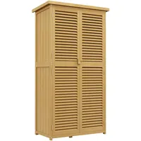 Outsunny Gartenschrank Holz Geräteschuppen 4 Fächer Hellgelb 87 x