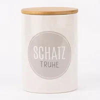 La Vida Vorratsdose Schatztruhe Federn Porzellan Bambusdeckel 11x16cm
