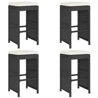 VidaXL Garten-Barhocker mit Kissen 4 Stk. Schwarz Poly Rattan