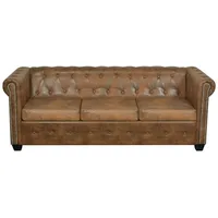 VidaXL Chesterfield-Sofa 3-Sitzer Kunstleder Braun