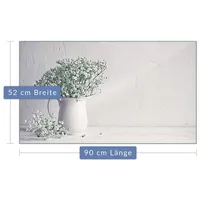 Decorwelt Herd-Abdeckplatte Herdabdeckplatte Abdeckung Ceranfeld Abdeckplatte Blumen Weiss Schneid,