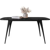Mirjan24 Esstisch, Schwarz, Holzwerkstoff, Oval,Oval, 160x76x90 cm, Esszimmer, Tische,