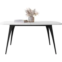 Mirjan24 Esstisch, Weiß, Holzwerkstoff, Oval,Oval, 160x76x90 cm, Esszimmer, Tische,