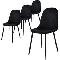 ML-Design Esszimmerstühle 4er Set, Schwarz, Küchenstuhl mit Samtbezug, Wohnzimmerstuhl