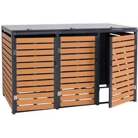 MCW 3er-Mülltonnenverkleidung K14 3x120l Teak-Optik 119x205x84cm