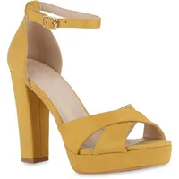Stiefelparadies Damen High Heels Sandalette Veloursleder-Optik Party Absatz-Schuhe 841365