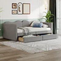 XDOVET Kinderbett Polsterbett, Sofabett mit 2 Schubladen, Bettrahmen, Multifunktionsweichbett