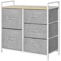 Homcom Schubladenschrank mit 5 Stoffschubladen Stoff Holz Grau 83