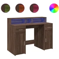 VidaXL LED-Schreibtisch Braun Eichen-Optik 120x55x91 Holzwerkstoff