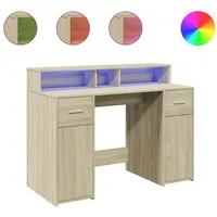 VidaXL LED-Schreibtisch Sonoma-Eiche 120x55x91 cm Holzwerkstoff