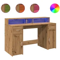 VidaXL LED-Schreibtisch Artisan-Eiche 140x55x91 Holzwerkstoff