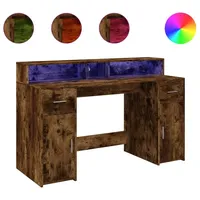 VidaXL LED-Schreibtisch Räuchereiche 140x55x91 cm Holzwerkstoff