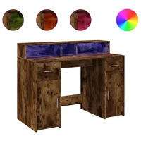 VidaXL LED-Schreibtisch Räuchereiche 120x55x91 cm Holzwerkstoff