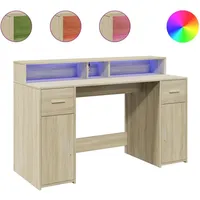VidaXL LED-Schreibtisch Sonoma-Eiche 140x55x91 cm Holzwerkstoff