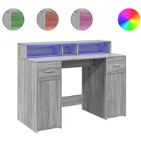 VidaXL LED-Schreibtisch Grau Sonoma 120x55x91 cm Holzwerkstoff