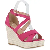 VAN HILL Damen Plateau Sandaletten in Fuchsia
