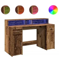 VidaXL LED-Schreibtisch Altholz-Optik 140x55x91 cm Holzwerkstoff