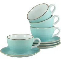 CreaTable Creatable, Geschirrset Vintage Nature Aqua, 8-teiliges für 4