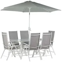 VCM ebuy24 Brekki Gartenset Tisch 90x150cm Weiß 6 Stühle