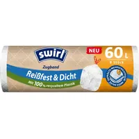 Swirl Zugband-Müllbeutel Reißfest & Dicht 60, Weiß 8 Stück