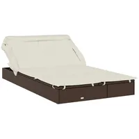 VidaXL 2-Personen-Sonnenliege mit Dach Braun 213x118x97 Poly Rattan