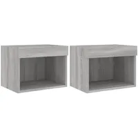 VidaXL Wand-Nachttische mit LED-Leuchten 2 Stk. Grau Sonoma