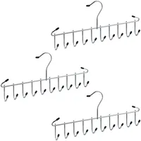 Relaxdays Gürtelhalter 3er Set, Metall, platzsparend, 12 Haken, Krawatten,