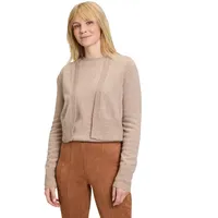 Betty Barclay Kaschmir-Strickjacke mit Rippbündchen in Funghi melange), |