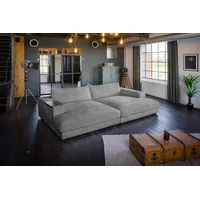 KAWOLA Big Sofa MADELINE Cord grau mit Hocker /