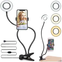 Retoo LED Ringlicht mit Stativ Selfie-Licht, Selfie-Lampe Schwanenhals Klemmlampe