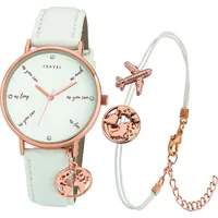 Crystal blue Designer Damen Armbanduhr weiss Travel Set mit