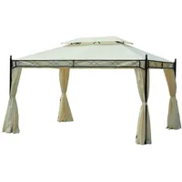 Outsunny Pavillon Creme, Metall, 400x280x300 cm, Sonnen- & LuxusPavillon