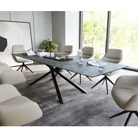 DeLife Esstisch Edge 300x100cm Keramik Laminam®Nero Greco Anthrazit Mittelfuß