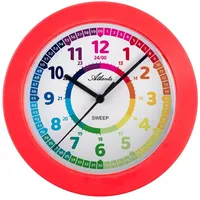 Atlanta Wanduhr Kinder, rot, Ø 22 cm - Weiß