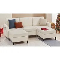 VASAGLE Modulares Sofa, U-förmiger Couch, 6-Sitzer, Schlafsofa mit Fußmodulen,