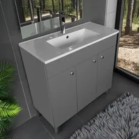 Paplinskimoebel Waschbecken mit Unterschrank IGA Waschtischunterschrank, Stehend Eckig, Keramik,