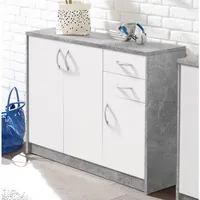 Stella Trading Kommode in weiß matt, Beton Dekor, BxHxT