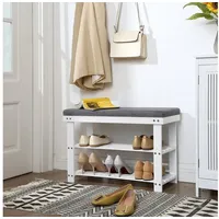 Songmics Schuhbank aus Bambus, 2 Ebenen, für 6 Paar,